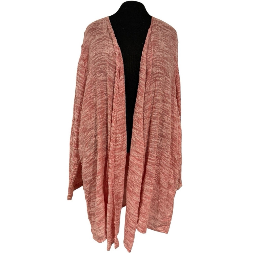 Flax Linen Blend Pink Size Medium Open Front Cardigan Sweater Lagenlook ‎ Boho